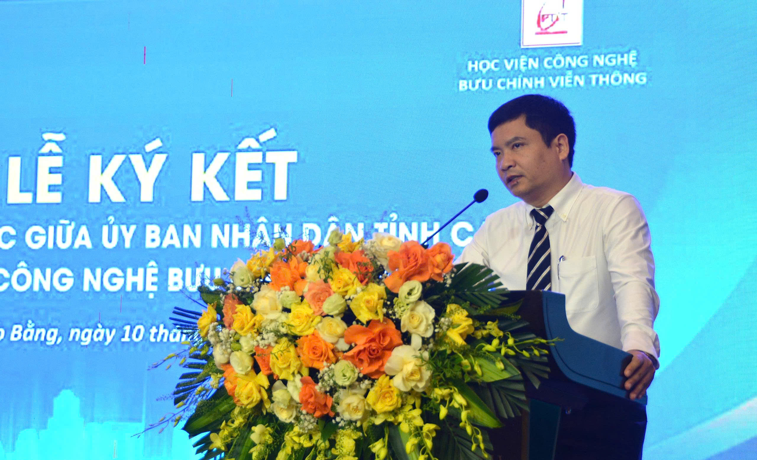 PGS.TS Đặng Hoài Bắc, Giám đốc Học viện Công nghệ Bưu chính Viễn thông phát biểu tại buổi Lễ