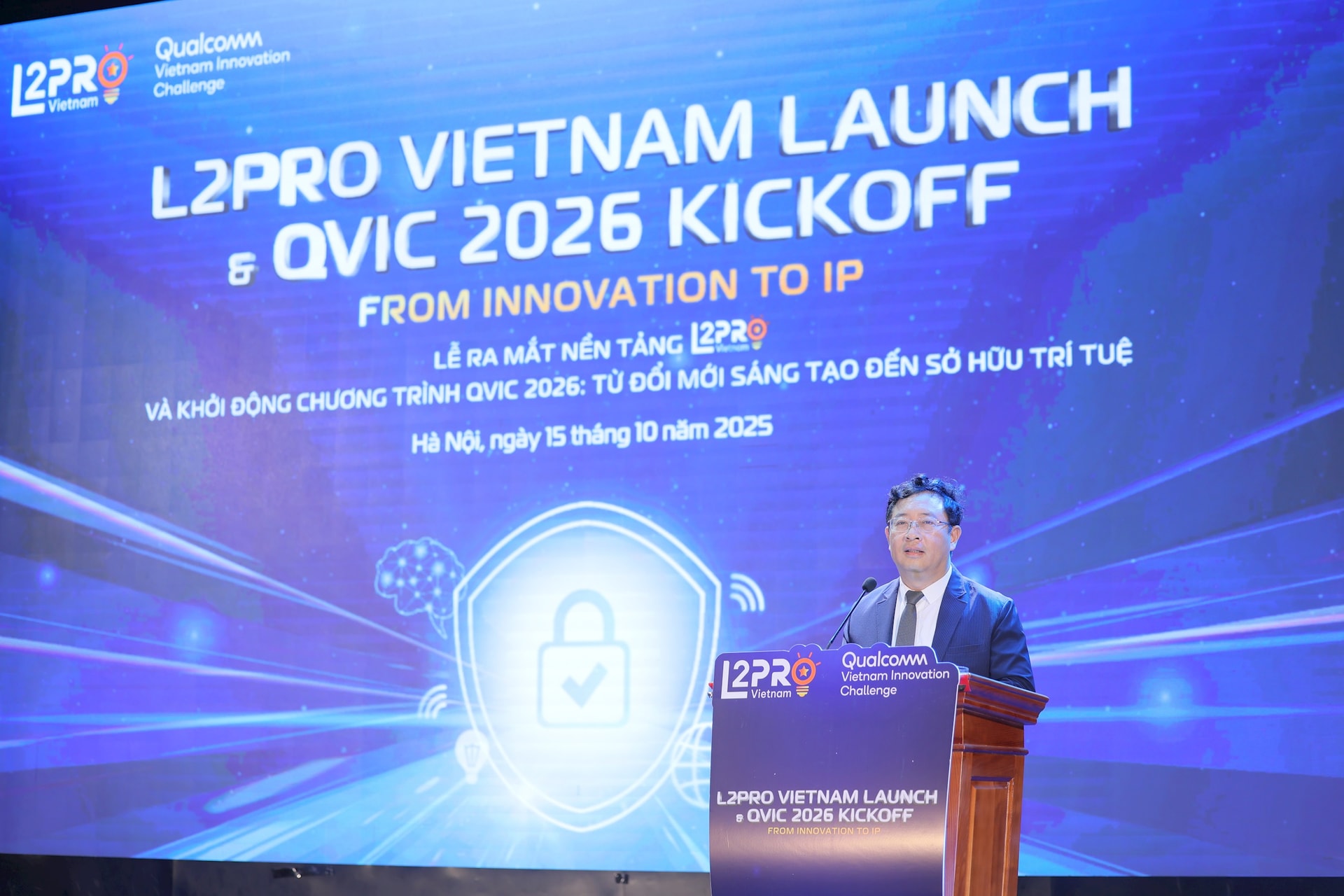 Ông Phạm Hồng Quất, Cục trưởng Cục Khởi nghiệp và doanh nghiệp công nghệ, Bộ Khoa học và Công nghệ phát biểu tại Lễ khởi động QVIC 2026